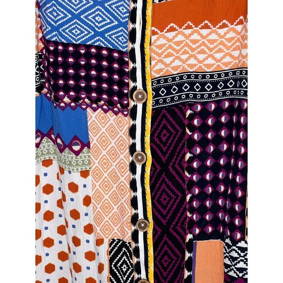 Anthropologie Everyway Shirt Multicolored Midi Dress Mixed Print Women's Size 4 - Picture 7 of 13